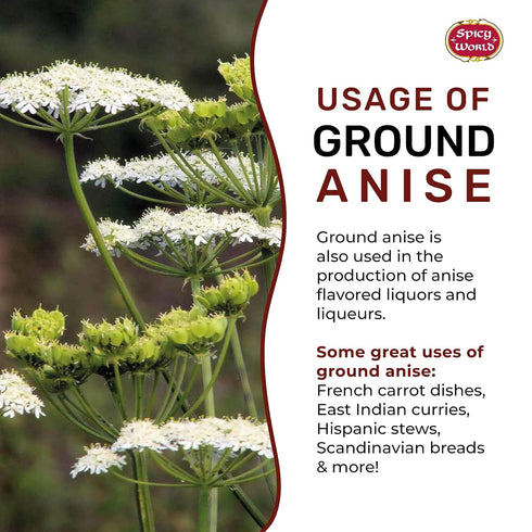 Spicy World Ground Anise Powder 7 Ounce - Anise Seeds Ground, Pure & Natural, Great for baking, cooking, and even tea...