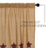 Burlap Natural with Burgundy Stars Primitive 16"x72" Valance Tan Rod Pocket Stenciled Cotton Kitchen Window Curtains...