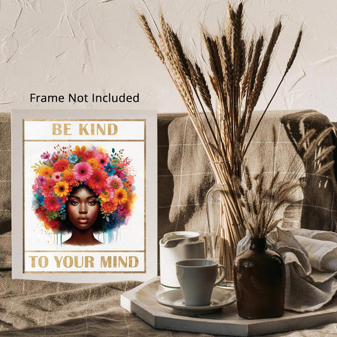 Posterizer 1 pcs-be kind to your mind- positive quote-Motivational & Inspirational Art-Inspirational Women's Art-Gifts for Women-Decor for Home & ...