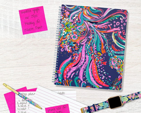 Lilly Pulitzer Large Hardcover Spiral Notebook, 11" x 9.5" with 160 College Ruled Pages, Beach Loot...