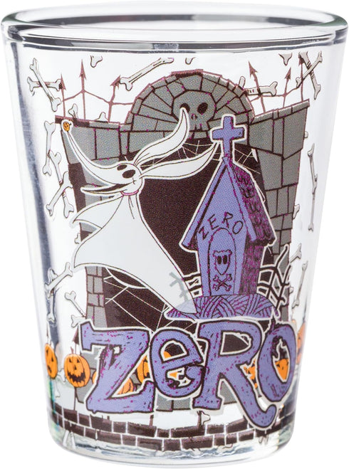 Silver Buffalo Disney Nightmare Before Christmas Featuring Jack Skellington, Sally, Oogie Boogie, and Zero 4 Pack Mini Glasses, 1.5 Ounces...