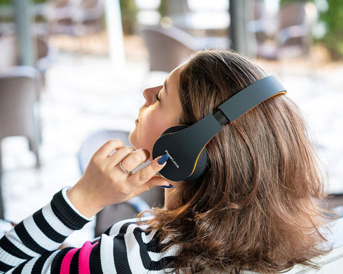 PowerLocus Wireless Bluetooth Over-Ear Stereo Foldable Headphones, Wired Headsets Rechargeable with Built-in Microphone for iPhone, Samsung, LG, i...