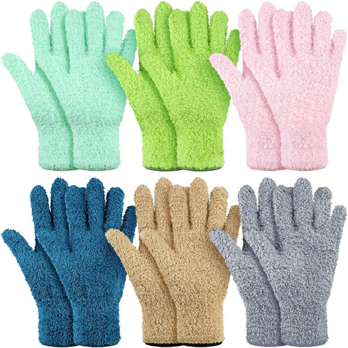 Bencailor 6 Pairs Microfiber Dusting Gloves, Dusting Cleaning Gloves Microfiber Gloves for Plants House Blinds Car Dust Mitt (Fresh Color,Large)...