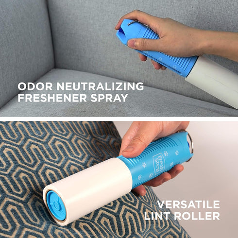 Fresh Step Roll N' Refresh Lint Roller with Air/Fabric Freshener Spray - Includes 75 Sheets - Pet Multipurpose Lint Rolling Tool for Pet Hair...
