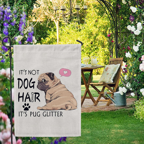 It's Not Dog Hair It's Pug Glitter Welcome Vertical Garden Flag, Double Sided 12 ×18 Inch, Pug Yard Garden Outdoor Decor, Dog Lover Gifts, Pug Mom...