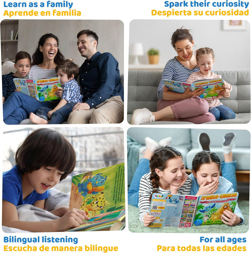 Bilingual Books for Toddlers 1-3, Interactive Sound Books for Toddlers 1-3, Electronic Toddler & Baby Books in English & Spanish by Gufino...