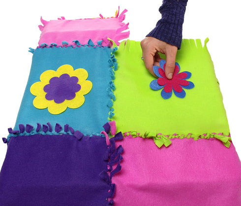 Made By Me Easy to Knot Quilt Making Kit by Horizon Group USA, No Sewing, No Cutting, 59 in. x 39 in. Fleece Blanket, Pre-Cut Squares & Felt Decal...