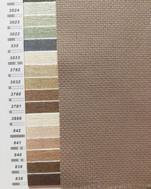 KCS 6 pc of 12" x 18" (30cmx45cm)14CT Counted Cotton Aida Cloth Cross Stitch Fabric (Coffee+Brown)...