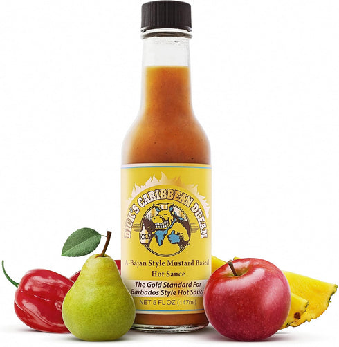 Dirty Dicks Caribbean Dream Hot Sauce, 5 Fl Oz - Barbados-Style Mustard-Based Sauce with Fresh Fruit & Spices (Pack of 1)...
