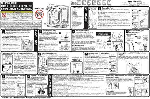 Fluidmaster 400AKR Universal All in One Toilet Repair Kit for 2-Inch Flush Valves, Easy Install...