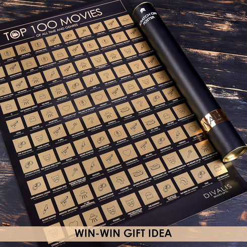 3 in 1 Gift Set - Top 100 Scratch Off Movies, Horrors, Comedy Posters Bundle - Essential Cinema Checklist - Ultimate Scratchable Poster...
