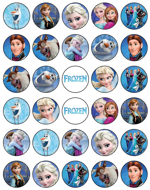 30 x Edible Cupcake Toppers – Winter Princess Party Collection of Edible Cake Decorations | Uncut Edible Prints on Wafer Sheet...