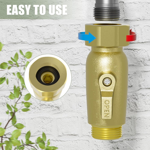 Heavy Duty Garden Hose Connector with Shut Off Valve, Water Hose Flow Control Adapter with 2 Extra Silicone Washers...