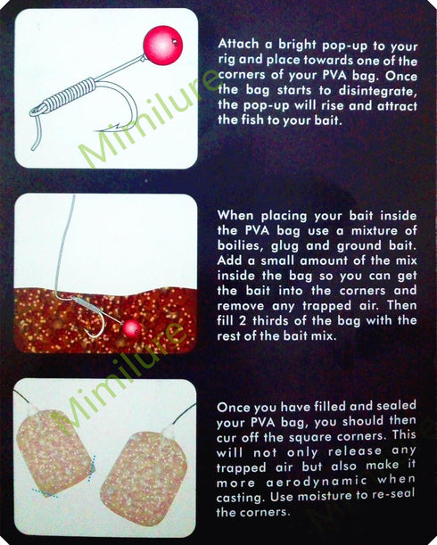 PVA Fishing Bait Bags: 100pcs Catfish Fishing Baits Holder for Boilie Rig Carp Fishing Equipment, Large(12cmx16cm)...