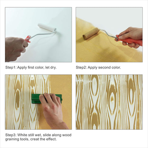 Wood Graining Painting Tool, Rubber Empaistic Wood Grain Tool Household Wall Art Paint(MS8L)...