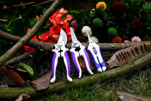 Garden Pruning Shears,Gardening Tools Bypass Hand Pruner Stainless Steel Gardening Scissor,Tree Cutter Clippers Secateur Trimmer Kit Set of 3,Purp...