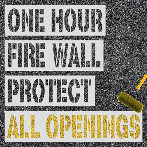 4pcs Fire Wall Stencils, 6 Inch Height Letter Fire Barrier Stencil Fire Wall Protect All Openings Fire Rated Wall Stencils Fire Stencils for Paint...