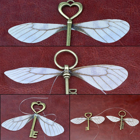 46 PCS Vintage Skeleton Keys Charms Flying Keys With 50 Pairs Dragonfly Wings and 52 Yards Fishing Line For Jewelry Making DIY Craft...