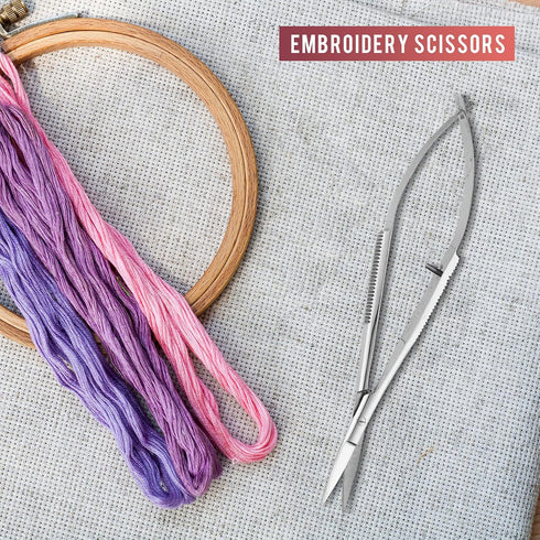 2 Pieces 4.7 Inch Embroidery Scissors Eyebrow Scissors Spring Action Curved Tip Scissors Stainless Steel Cutting Eyebrow Trimming Craft Scissor...