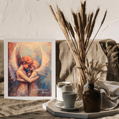 Posterizer 1 pcs-pastel painting style-angels-Valentine's inspired art-Romantic Art-Comedy Art-Gift for Couples boyfriend girlfriend Husband Wife-...