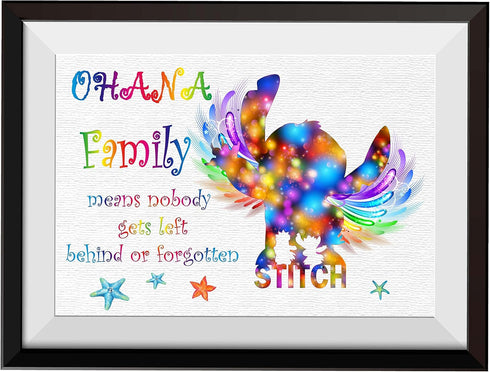Uhomate Lilo and Stitch Ohana Means Family Home Canvas Prints Wall Art Inspirational Quotes Wall Decor Living Room Bedroom Bathroom Artwork C002 (...