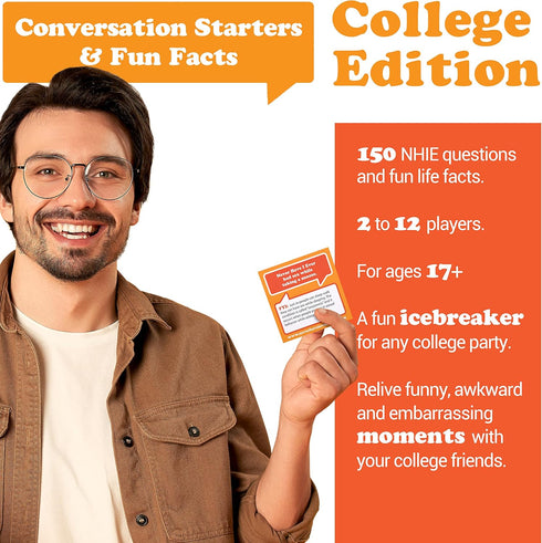 Never Have I Ever Conversation Starters: College Life Edition | Funny Card Game for Parties, Pregames, Spring Breaks, and Vacations | Fun Card Gam...
