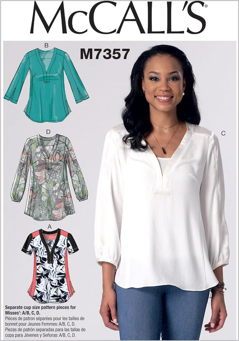 McCall's Patterns M7357E50 M7357 Misses' Banded Tops with Yoke, Size E5 (14-16-18-20-22)...