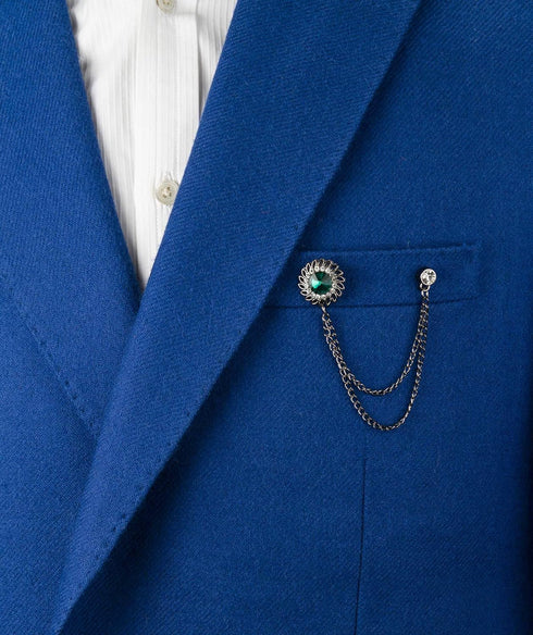 Knighthood Brooch Pin Green Stone with Inspired Stone Detailing Hanging Chain Lapel Pin Brooch for Men...