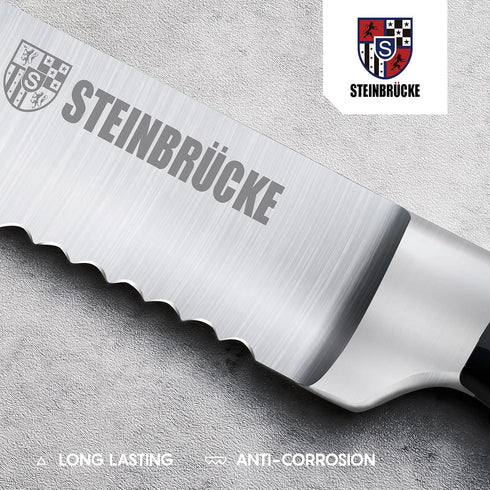 Gioventù Serrated Bread knife 10 inch - Ultra sharp Bread Slicing Knife Forged from German Stainless Steel 5Cr15Mov, HRC58, Full Tang kitchen brea...
