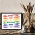 Posterizer 1 pcs-Everyone is welcome here-Rainbow color quote-Gay & LGBTQ Art-Watercolor Art-Gift for Teachers-School and classroom art- UNFRAMED ...
