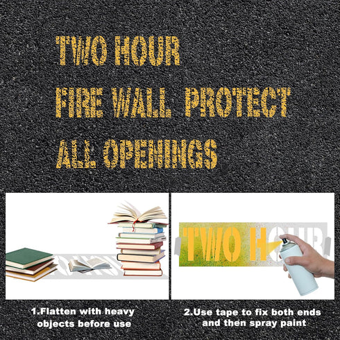 4pcs Fire Wall Stencils, Reusable Fire Barrier Stencils Two Hour FIRE Wall Protect All Openings Paint Rated Stencils Warning Sign Stencils for Con...