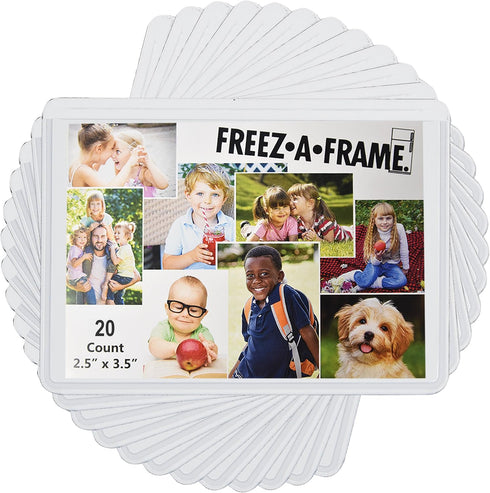 20 Pack 2.5 X 3.5" Magnetic Picture Frames for 2 1/2 X 3 1/2 Inch Photo Slam Proof Plastic Refrigerator Insert Holder Sleeve Pocket by Freeze-a-fr...