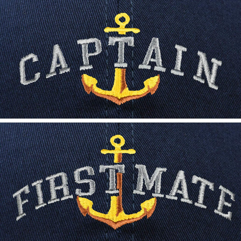 Matching Captain and First Mate Hat Set Embroidered Ball Cap...