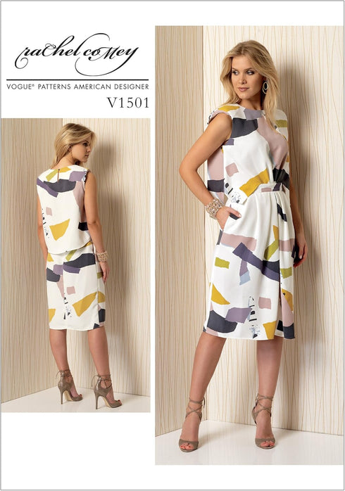 Vogue Patterns Misses' Mock-Tuck Pleated Dress Sewing Pattern, 14-16-18-20-22, Orange...