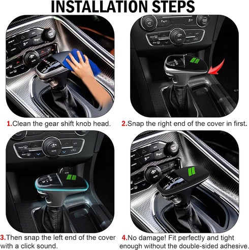 SENSHINE Gear Shift Knob Head Cover for Dodge Charger Challenger Accessories 2015-2023 2024 Durango 2016-2024 ABS Interior Shell Insert Decoration...
