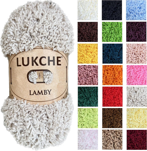 Lamby Soft Yarn Premium 100% Micro Polyester 109 Yds (100 Mt), 3.53 Oz (100 Gr) Soft and Bulky Yarn for Knitting, Crocheting, and Crafting (Bone, ...