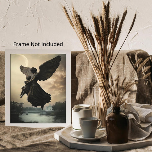 Posterizer 1 pcs-flying angel carrying a child-spiritual ethereal art work 2-Fantasy & Fiction Art Gift for Art Lovers Living Room Bedroom Decor- ...