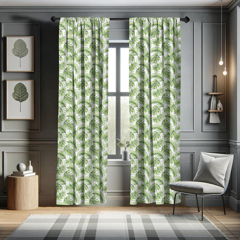 Ambesonne Palm Leaf Window Curtains, Exotic Pattern with Tropical Leaves in Watercolor Art Style Jungle Luau Hawaii, Lightweight Decor 2-Panel Set...