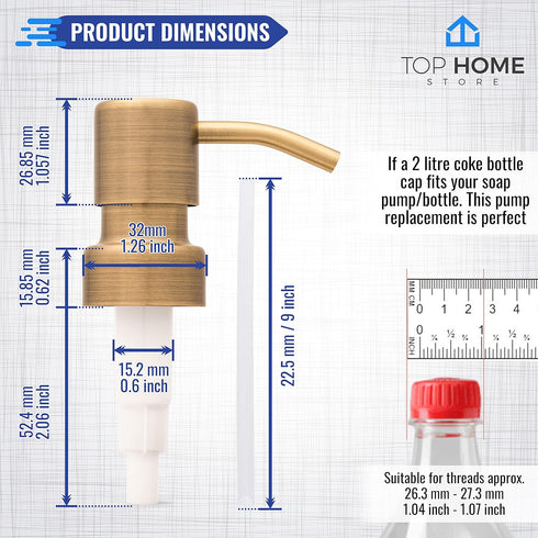 Stainless Steel Soap and Lotion Dispenser Pumps, Replacement for Your Bottles (Bronze, 2 Pack)...