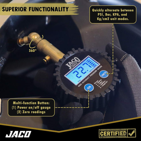 JACO Elite Digital Tire Pressure Gauge - Professional Accuracy - 100 PSI...