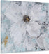 Yihui Arts White Flower Painting - Hand Painted Grey Floral Canvas Wall Art for Home Decor...