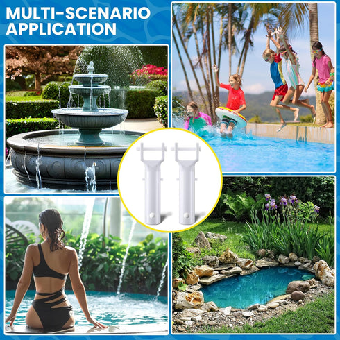 2 Pack Pool Vacuum Head Replacement Handles, Pool Brush Clip Plastic Handles with V Clips and Locking Pins for Pool Spa Vacuum Head and Standard 1...