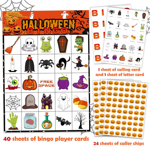 40 Players Halloween Bingo Game Cards - Hallowmas Goodie Bags Stuffers Gifts for Kids Holiday Activity Party Supplies Favors...