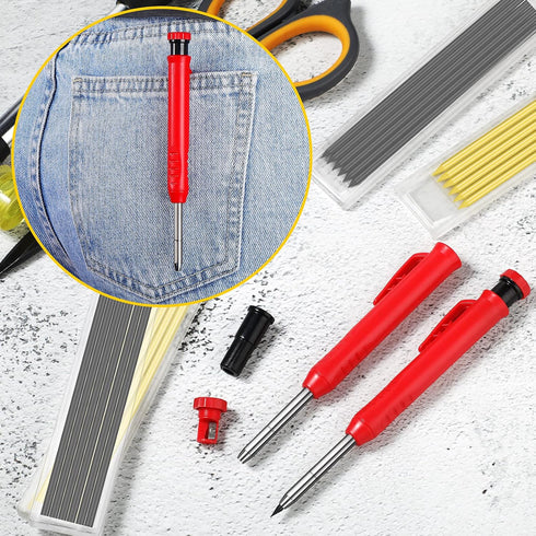 Outus Solid Carpenter Pencil with Sharpener and Mechanical Pencils Woodworking Pencils for Wood Flooring Marker Carpenters Drawing Scriber Archite...