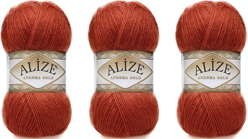 Alize Angora Gold Yarn 20% Wool 80% Acrylic Lot of 3skn 300gr 1805yds Thread Crochet Lace Hand Knitting Turkish Yarn (36-Terra)...