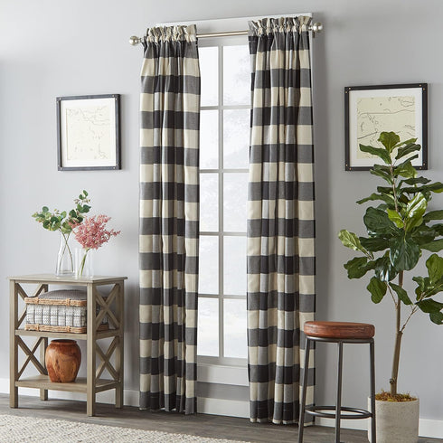 SKL Home Grandin Curtain Panel, 52" x 95", Black/Natura...