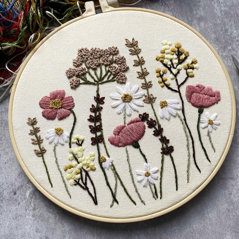 Harimau 3 Pack Embroidery Kit for Beginners , Floral Plant Pattern,Cross Stitch Kits Set , Including Stamped Embroidery Cloth with 3 Embroidery Ho...
