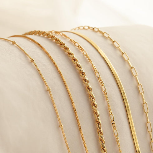 Gold Bracelets for Women, 14K Gold Plated Dainty Bracelet Set Stackable Paperclip Box Bead Chain Bracelet Adjustable Simple Gold Bracelet Trendy G...