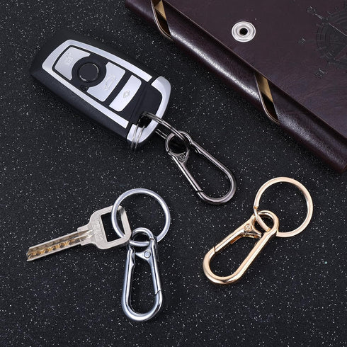 Mozeat Lens 3 Pcs Metal Keyring Keychain Clip Keychains Key Ring Chain Hook Clips Holder Organizer for Car and Keys Finder for Men Women Black Sil...