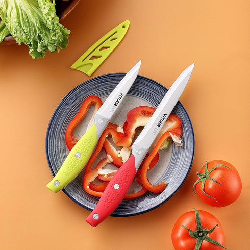 Chef Knife, 3PCS Kitchen Knife, Multicolor Stainless Steel Sharp Chef Knife Set, 8 Inch Chef's Knife, 4.5 Inch Utility Knife, 4 Inch Paring Knife ...